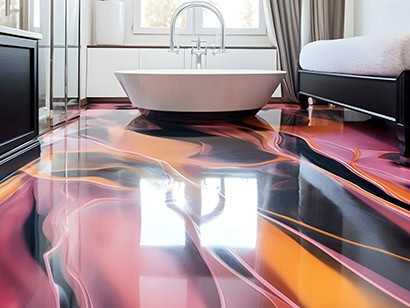fugenlose wandbeläge und bodenbeläge - modernes Bad mit farbiger Beschichtung